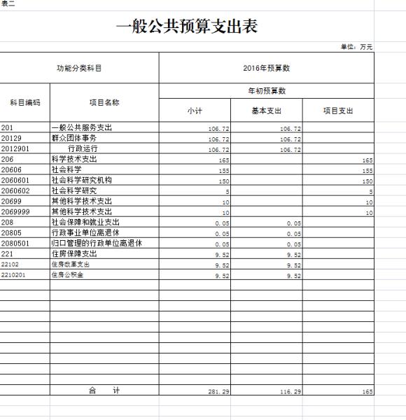 一般公共预算支出表