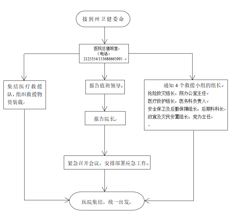 德宏州妇幼保健院重大自然灾害应急响应流程图