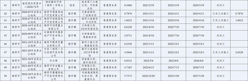 德宏州存量住宅用地项目清单4