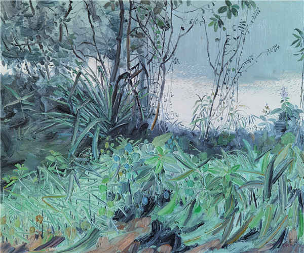 20，秘境孔雀胡，张越，120cm100cm,油画