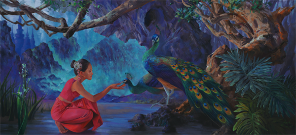 13-宁水傣家情 杨晓东 400 cm x 200 cm 油画