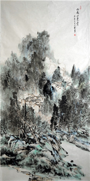 4-雨过山青 李光华 120CM×240CM 中国画