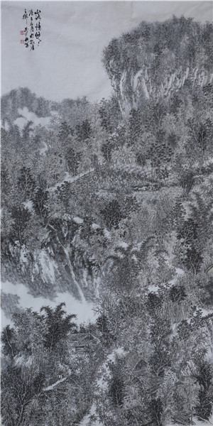 6-《山路情悠悠》124cm×235cm 中国画 聂茂华